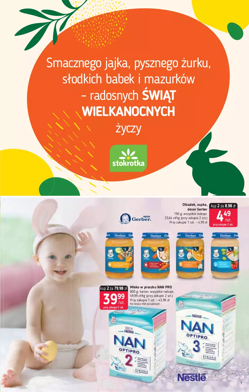 Gazetka promocyjna Stokrotka - Supermarket - ważna 01.04 do 07.04.2021 - strona 9 - produkty: Deser, Gerber, Mleko, Mleko w proszku, Ser