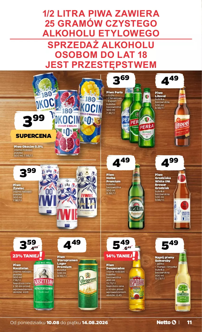 Gazetka promocyjna Netto - Od Poniedziałku - ważna 10.08 do 14.08.2026 - strona 11 - produkty: Desperados, Gra, Grill, Kasztelan, Koc, Limonka, Mango, Napój, Okocim, Perła, Piwa, Piwo, Por, Somersby