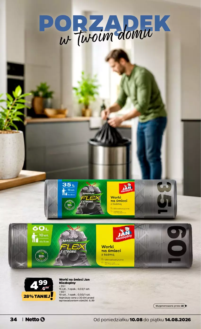 Gazetka promocyjna Netto - Od Poniedziałku - ważna 10.08 do 14.08.2026 - strona 34 - produkty: Jan Niezbędny, Por, Worki na śmiec, Worki na śmieci