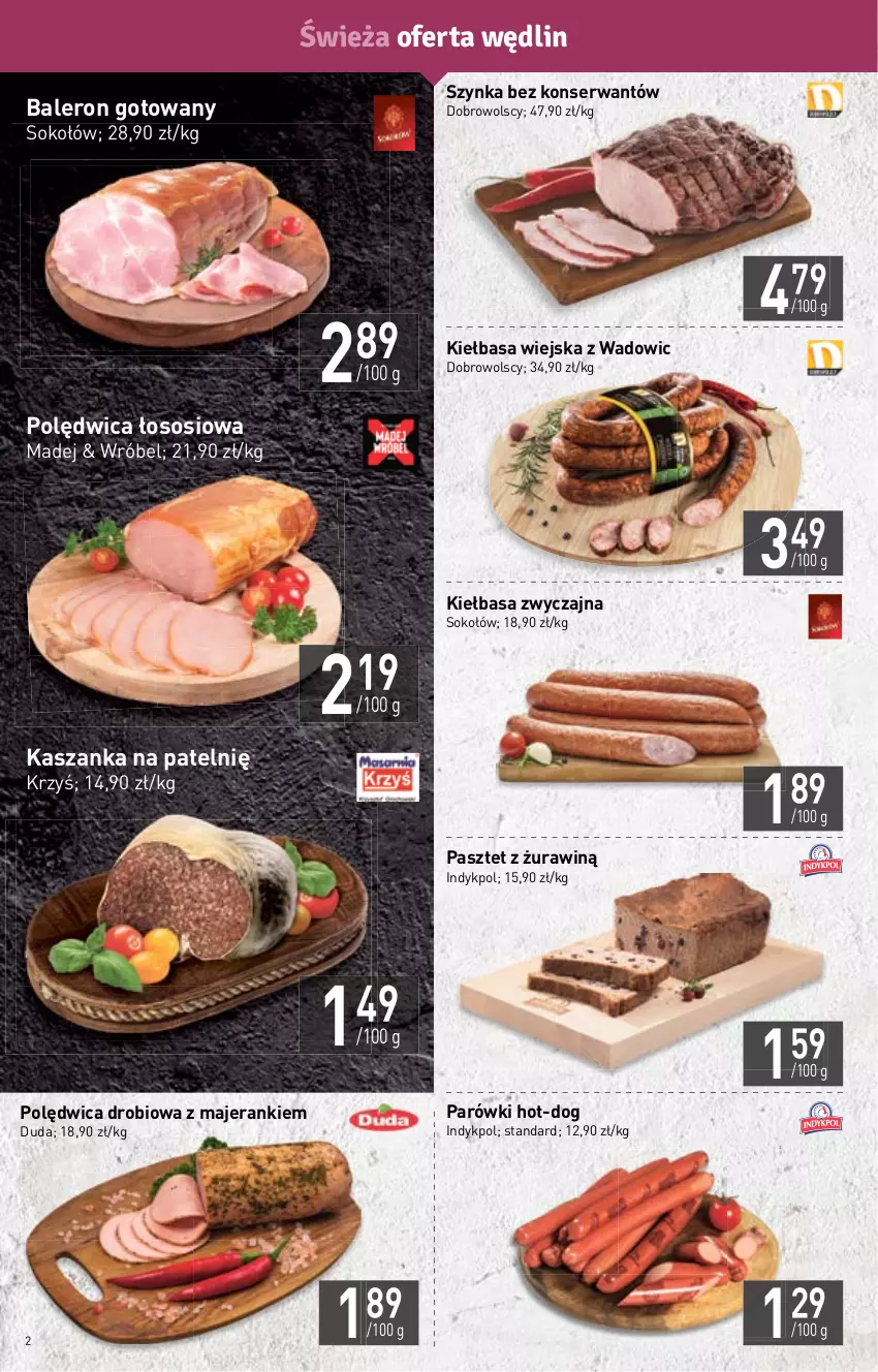 Gazetka promocyjna Stokrotka - Market - ważna 29.09 do 05.10.2022 - strona 2 - produkty: Duda, Kasza, Kaszanka, Kiełbasa, Kiełbasa wiejska, Parówki, Pasztet, Polędwica, Ser, Sok, Sokołów, Sos, Szynka