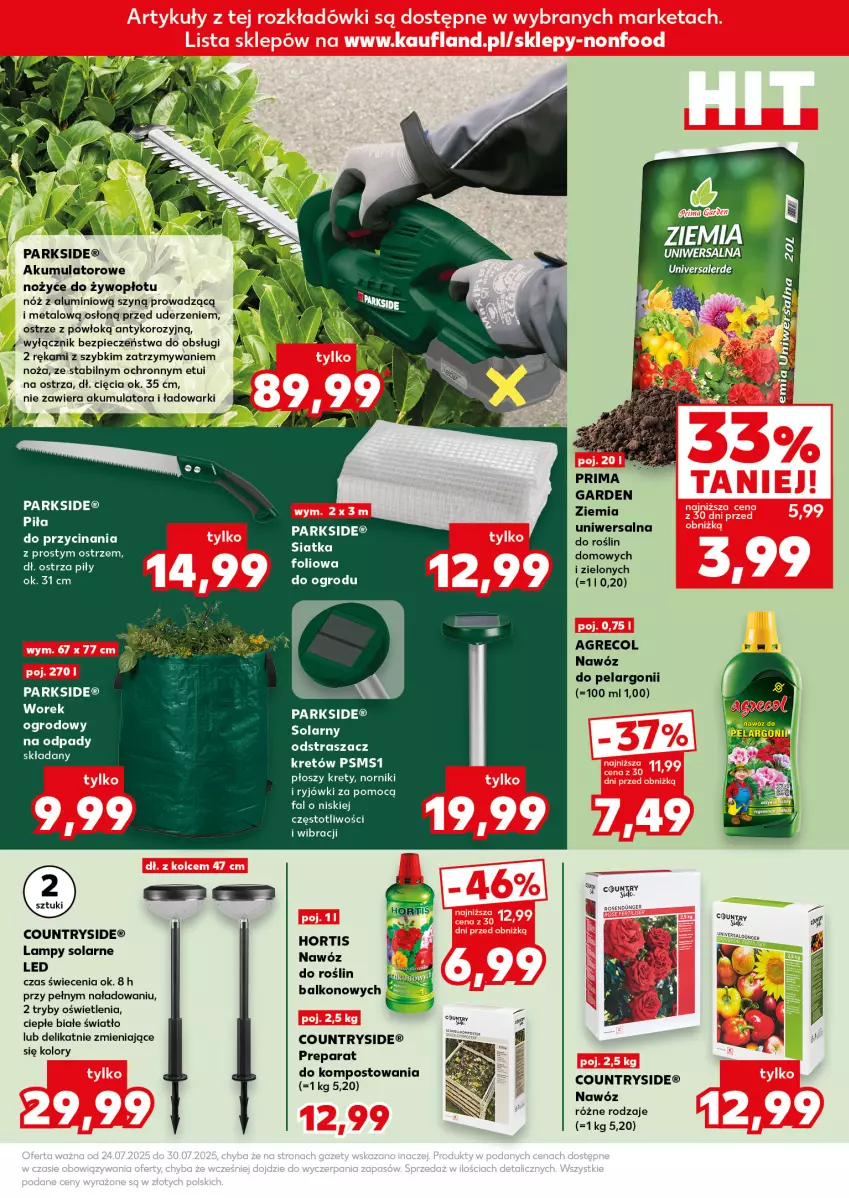 Gazetka promocyjna Kaufland - Kaufland - ważna 24.07 do 30.07.2025 - strona 7 - produkty: Akumulator, Fa, Kret, Nawóz, Noż, Nożyce, Parkside, Piec, Prima, Siatka
