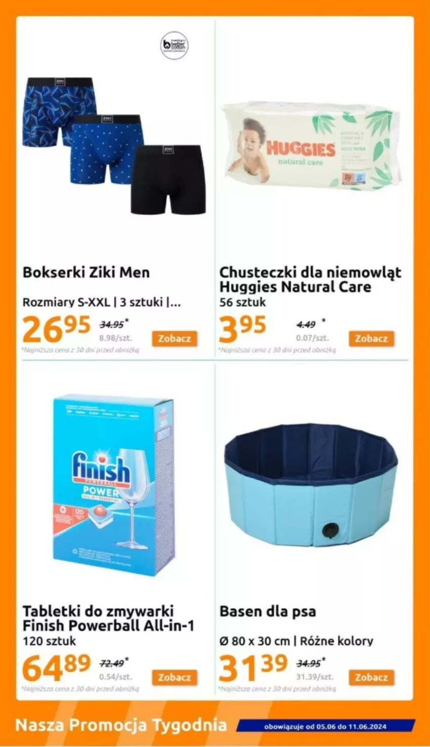 Gazetka promocyjna Action - ważna 05.06 do 11.06.2024 - strona 12 - produkty: Bokserki, Chusteczki, Finish, Huggies, Ser, Tablet, Tabletki do zmywarki, Zmywarki