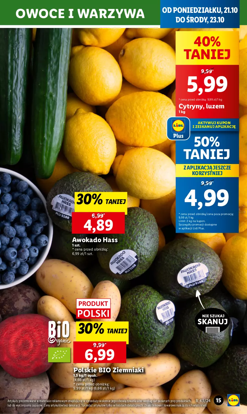 Gazetka promocyjna Lidl - GAZETKA - ważna 21.10 do 23.10.2024 - strona 19 - produkty: Cytryny, Owoce, Warzywa, Ziemniaki