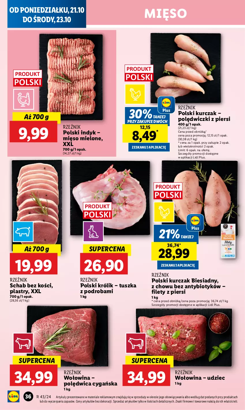 Gazetka promocyjna Lidl - GAZETKA - ważna 21.10 do 23.10.2024 - strona 40 - produkty: Królik, Kurczak, Mięso, Mięso mielone, Polędwica, Schab bez kości, Tusz, Wołowina