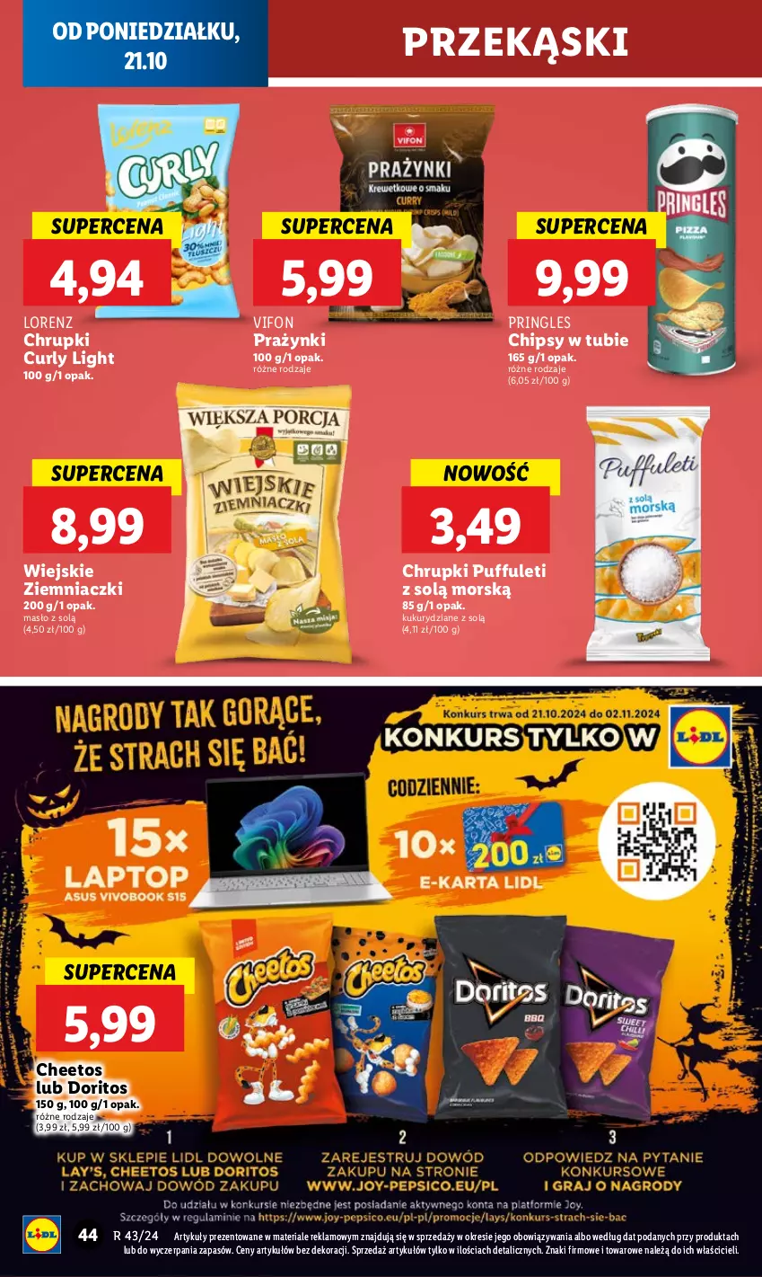 Gazetka promocyjna Lidl - GAZETKA - ważna 21.10 do 23.10.2024 - strona 48 - produkty: Cheetos, Chipsy, Chrupki, Lorenz, Masło, Pringles, Puf