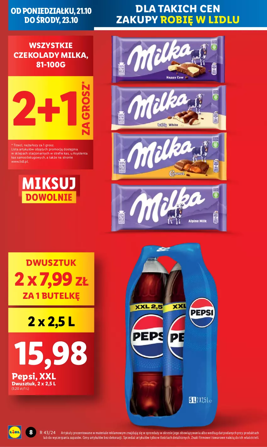 Gazetka promocyjna Lidl - GAZETKA - ważna 21.10 do 23.10.2024 - strona 8 - produkty: Milka, Pepsi