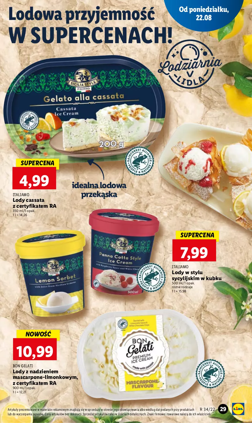 Gazetka promocyjna Lidl - GAZETKA - ważna 22.08 do 24.08.2022 - strona 31 - produkty: Lody, Mascarpone