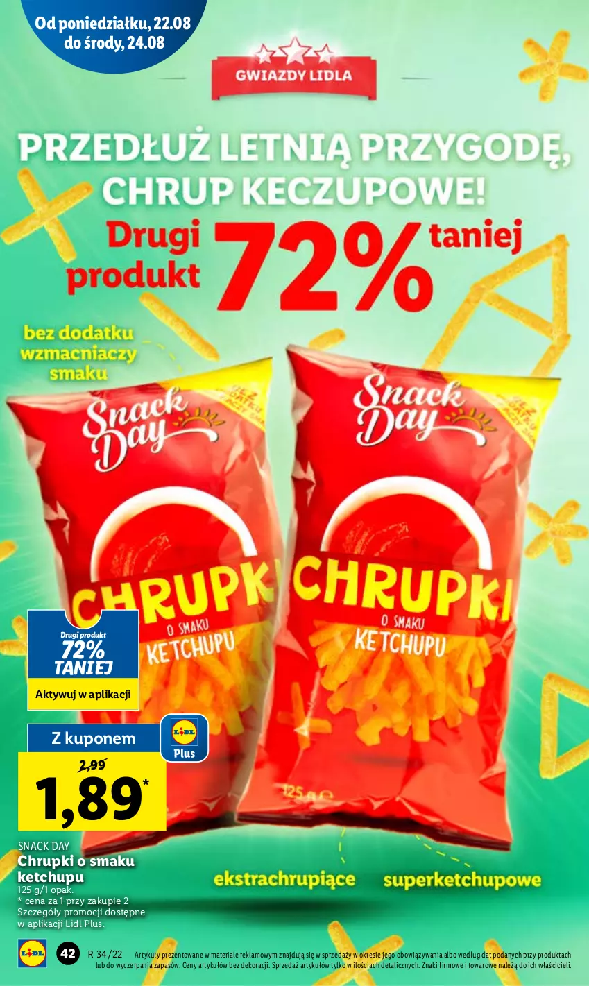 Gazetka promocyjna Lidl - GAZETKA - ważna 22.08 do 24.08.2022 - strona 44 - produkty: Chrupki, Ketchup