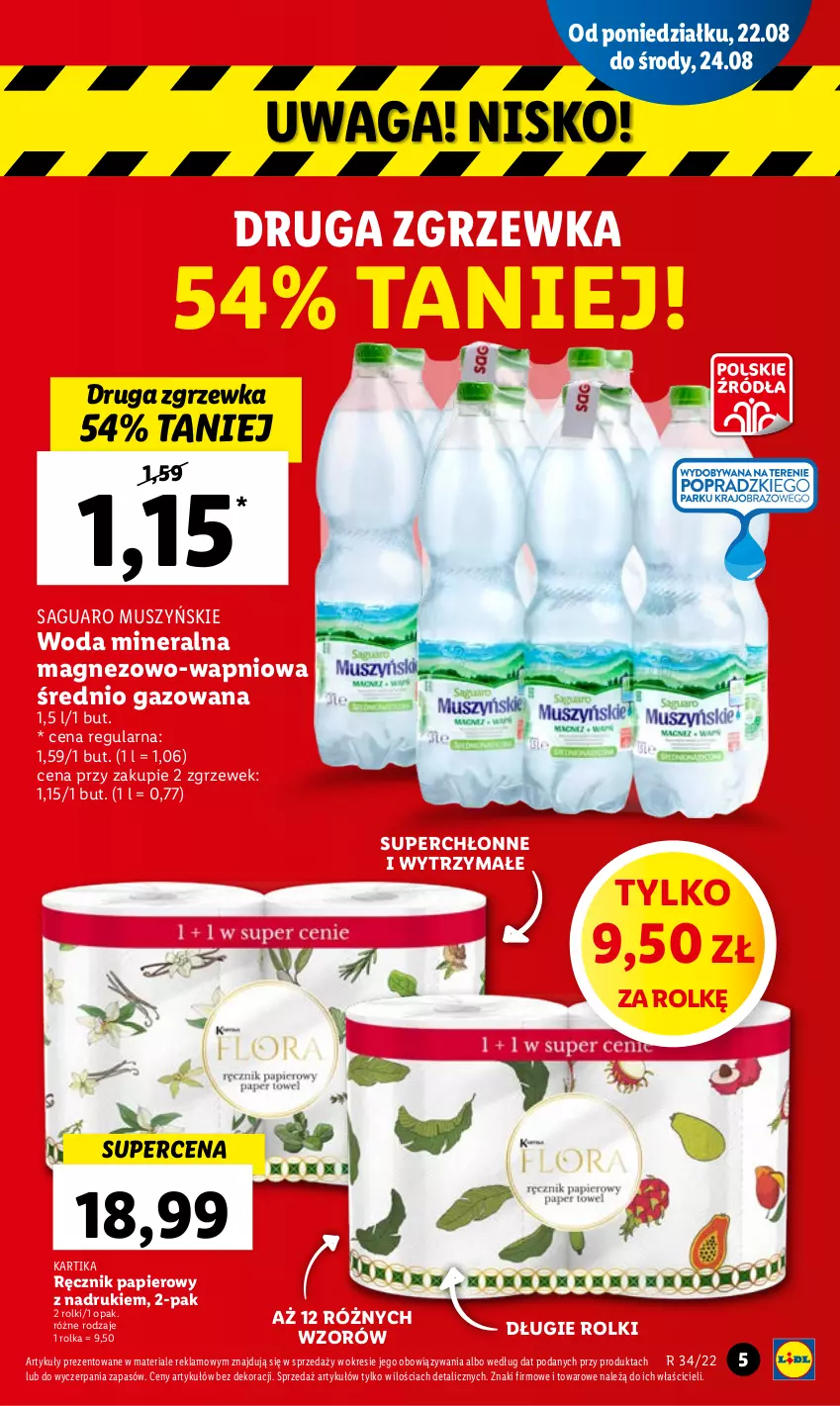 Gazetka promocyjna Lidl - GAZETKA - ważna 22.08 do 24.08.2022 - strona 5 - produkty: Magnez, Mus, Papier, Ręcznik, Rolki, Waga, Woda, Woda mineralna