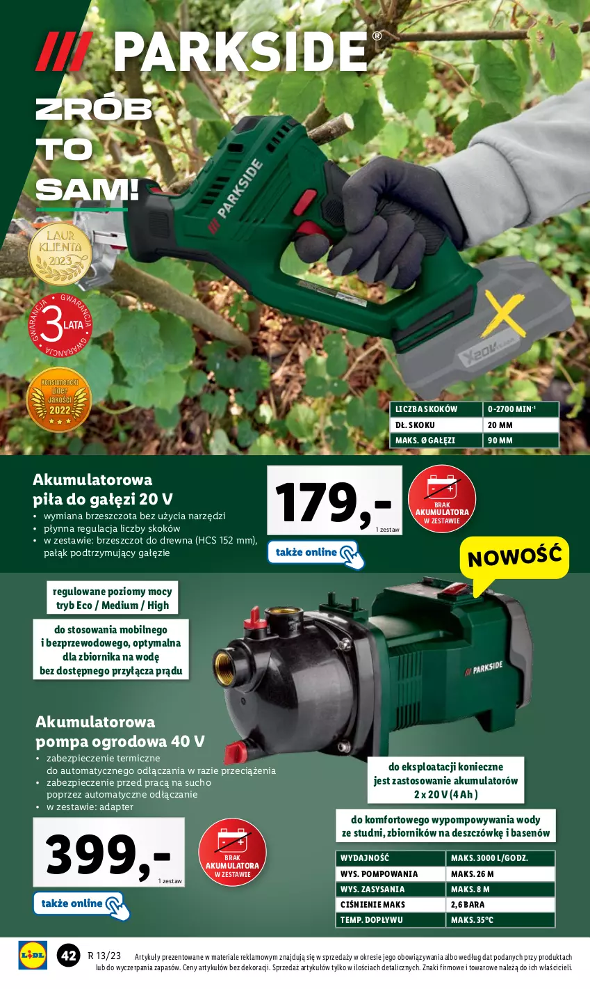 Gazetka promocyjna Lidl - GAZETKA - ważna 27.03 do 02.04.2023 - strona 46 - produkty: Akumulator, Mobil, Piec, Piła do gałęzi