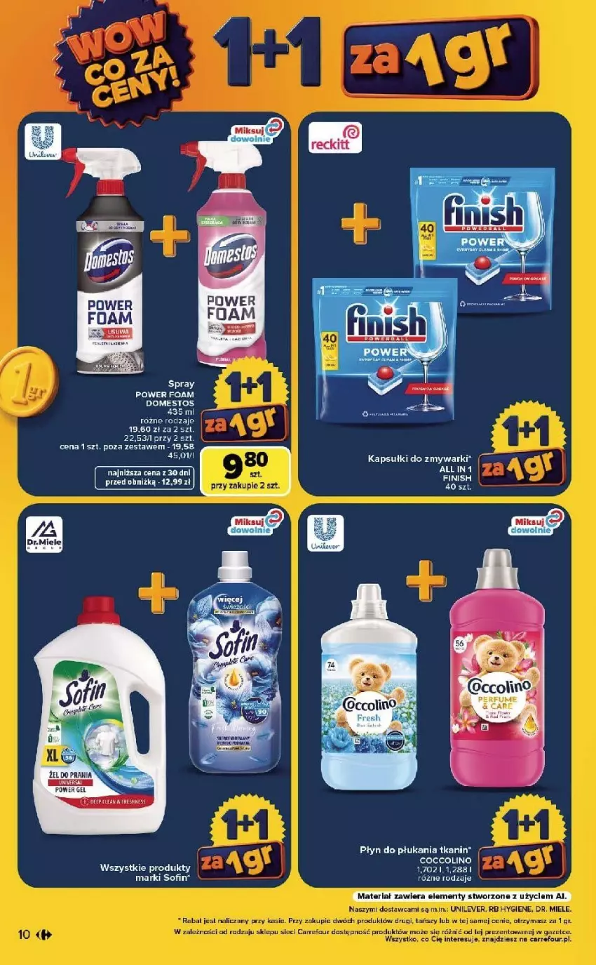 Gazetka promocyjna Carrefour - Gazetka Carrefour, Market  WOW co za ceny! - ważna 07.09 do 12.09.2026 - strona 10 - produkty: Coccolino, Domestos, Fa, Finish, Koc, Zmywarki
