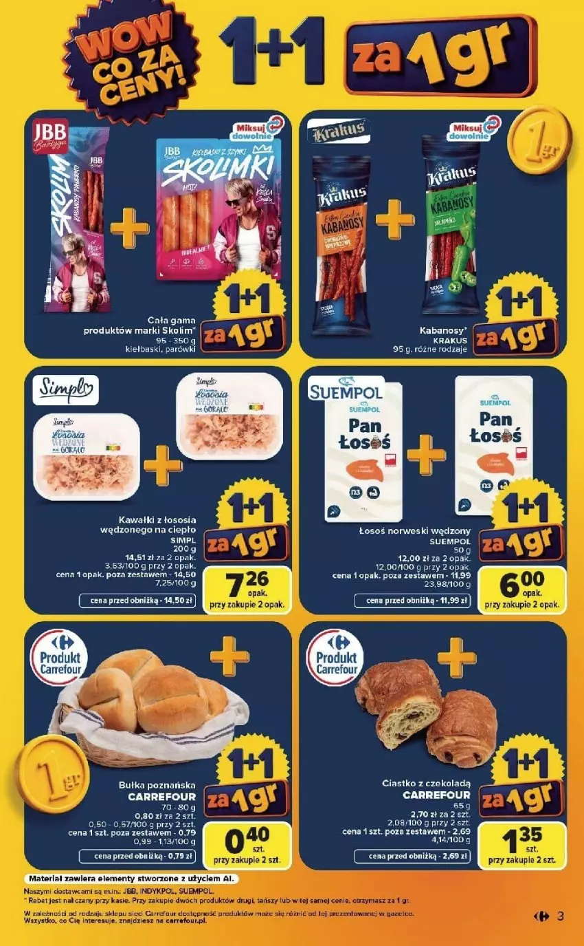 Gazetka promocyjna Carrefour - Gazetka Carrefour, Market  WOW co za ceny! - ważna 07.09 do 12.09.2026 - strona 3 - produkty: Bułka, Fa, Kawa, Krakus, Parówki, Sos, Suempol
