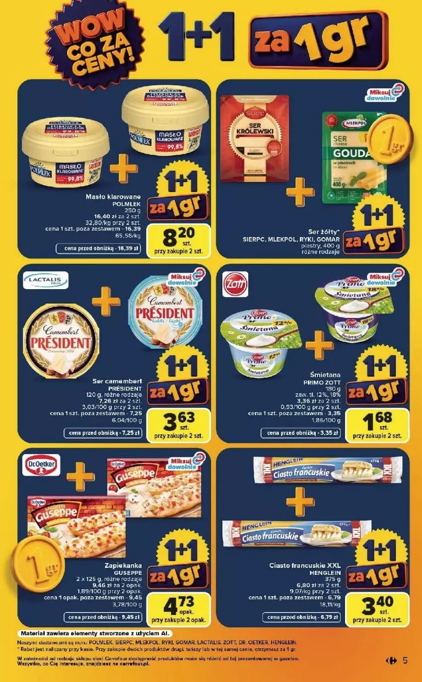 Gazetka promocyjna Carrefour - Gazetka Carrefour, Market  WOW co za ceny! - ważna 07.09 do 12.09.2026 - strona 5 - produkty: Ciasto francuskie, Fa, Masło, Masło klarowane, Por, Ser, Zott