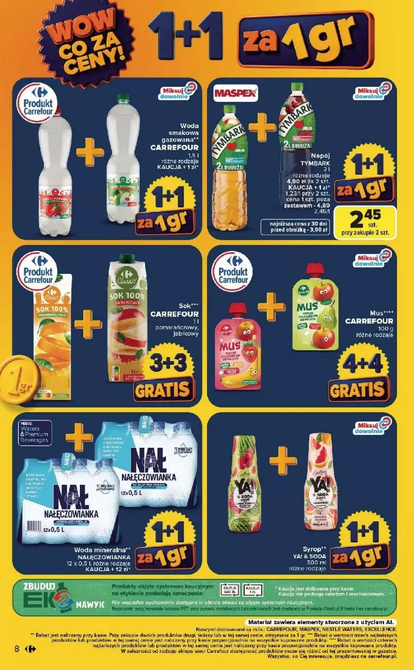 Gazetka promocyjna Carrefour - Gazetka Carrefour, Market  WOW co za ceny! - ważna 07.09 do 12.09.2026 - strona 8 - produkty: Gin, Nałęczowianka, Napój, Syrop, Tymbark, Woda