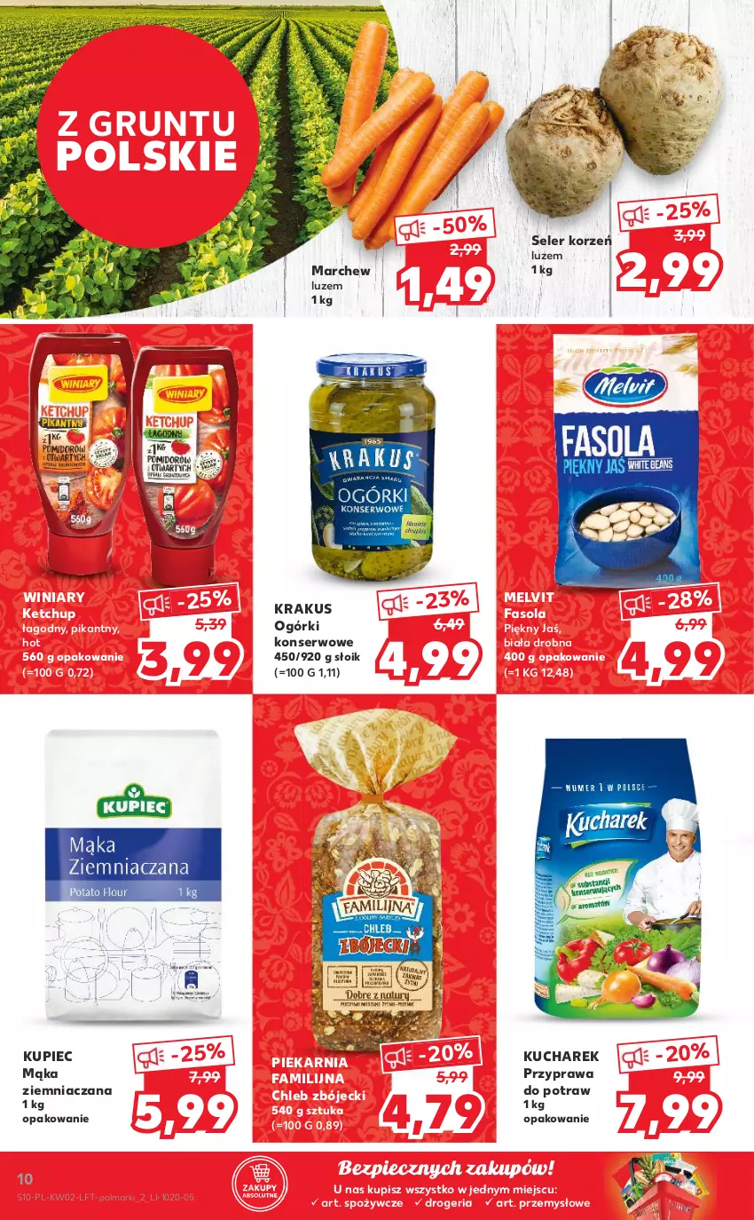 Gazetka promocyjna Kaufland - OFERTA TYGODNIA - ważna 13.01 do 19.01.2022 - strona 10 - produkty: Chleb, Fa, Fasola, Grunt, Ketchup, Krakus, Kucharek, Kupiec, Mąka, Melvit, Ogórki konserwowe, Olma, Piec, Przyprawa do potraw, Seler korzeń, Ser, Winiary