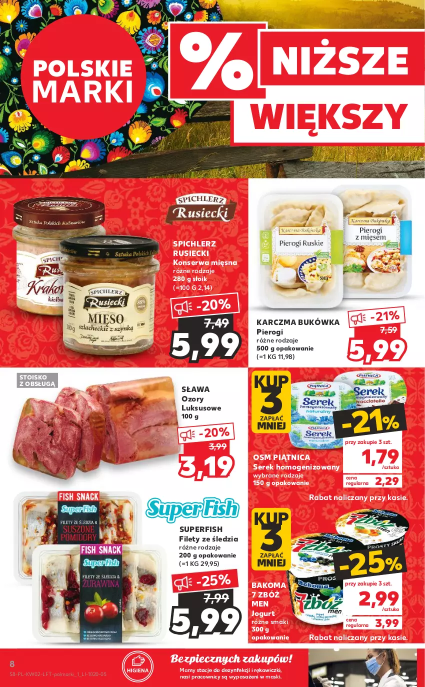 Gazetka promocyjna Kaufland - OFERTA TYGODNIA - ważna 13.01 do 19.01.2022 - strona 8 - produkty: Bakoma, Jogurt, Olma, Piątnica, Piec, Pierogi, Ser, Serek, Serek homogenizowany, Spichlerz Rusiecki