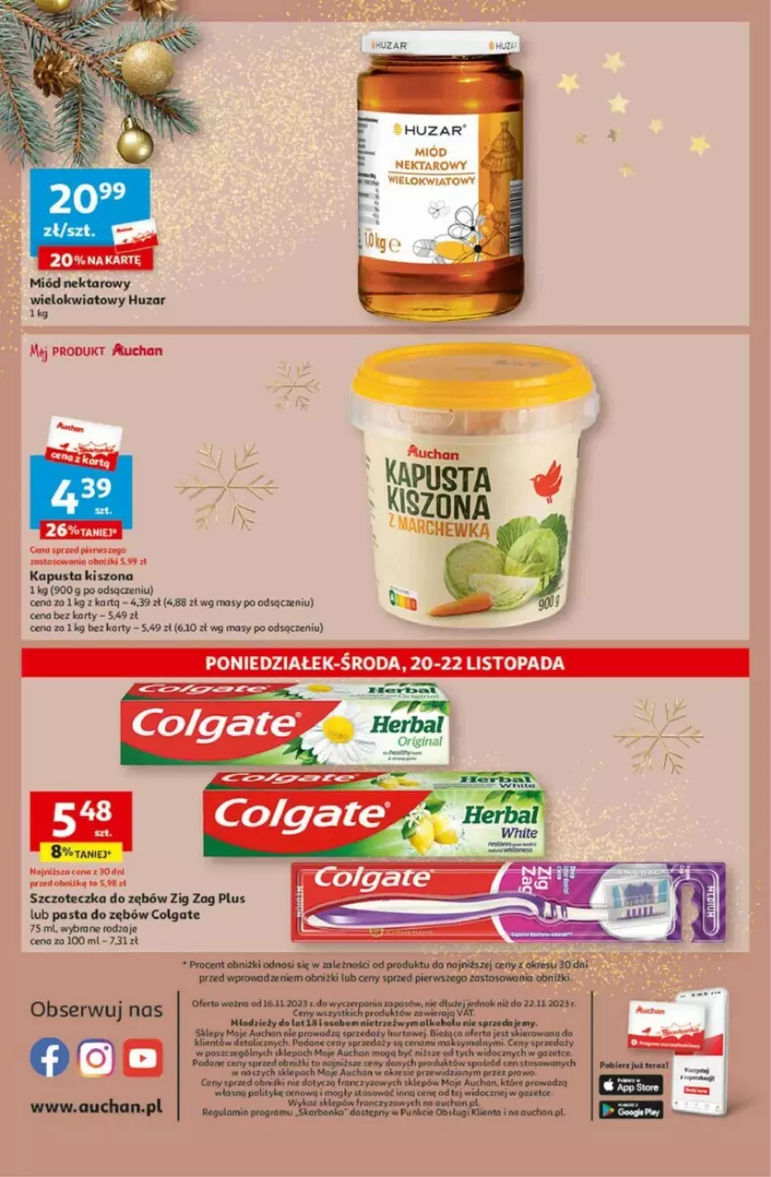 Gazetka promocyjna Auchan - ważna 16.11 do 22.11.2023 - strona 4 - produkty: Colgate, LG, Miód, Nektar, Pasta do zębów, Ser, Sos, Szczoteczka, Szczoteczka do zębów