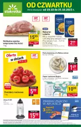 Gazetka promocyjna Stokrotka - Supermarket - Gazetka - ważna od 25.10 do 25.10.2023 - strona 1 - produkty: Lubella, Makaron, Warzywa, Rum, Gin, Papier, Szynka wieprzowa, Bell, Papier toaletowy, Szynka, Penne, Znicz, Owoce, Bella, Pomidory, Mięso, Psi Patrol