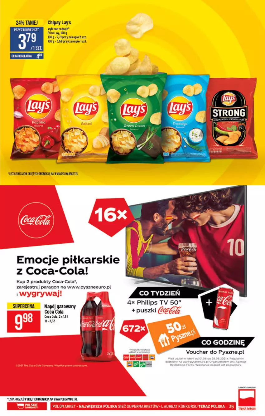 Gazetka promocyjna PoloMarket - Gazetka promocyjna - ważna 09.06 do 15.06.2021 - strona 35 - produkty: Chipsy, Coca-Cola, Napój, Napój gazowany, Philips