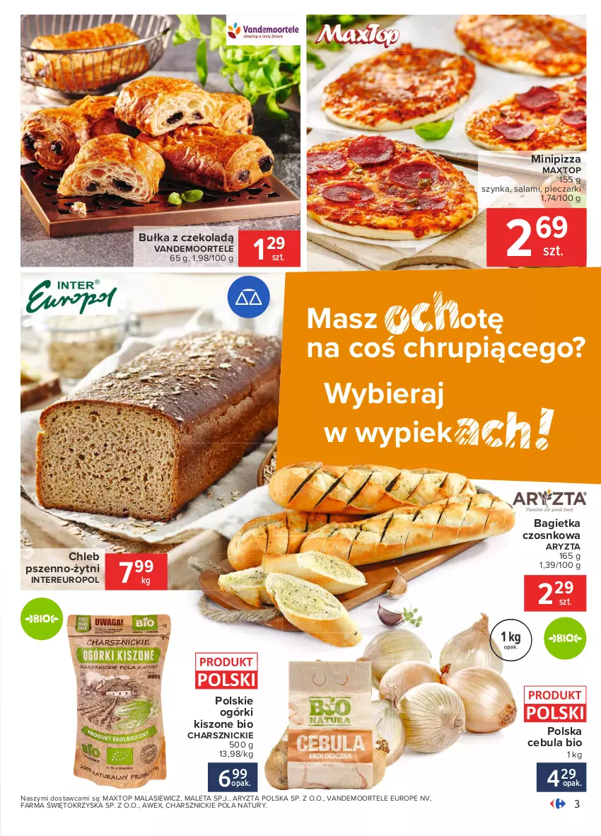 Gazetka promocyjna Carrefour - Gazetka Carrefour - ważna 01.02 do 08.02.2021 - strona 3 - produkty: Bagietka, Bagietka czosnkowa, Bułka, Cebula, Chleb, Fa, Piec, Pizza, Salami, Szynka, Top