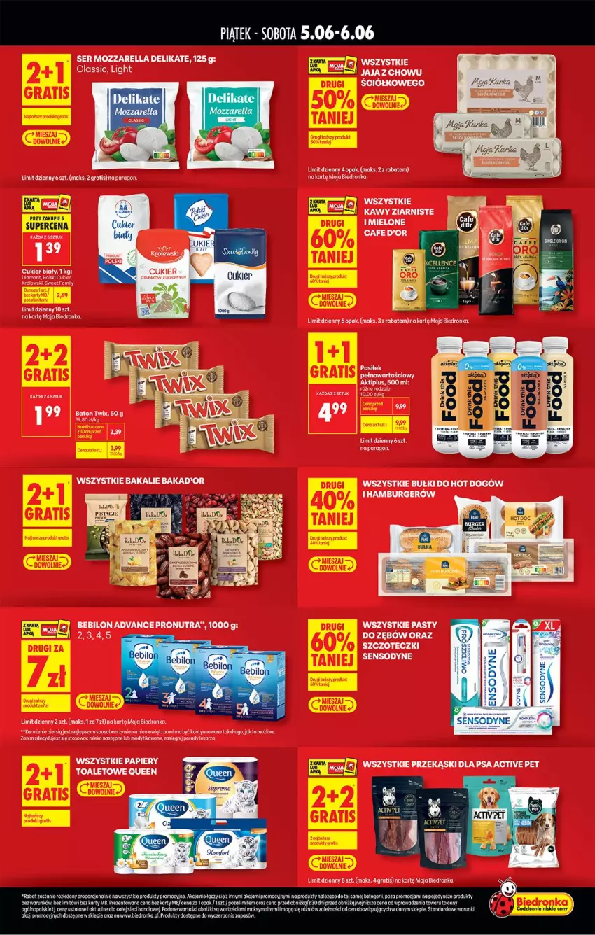 Gazetka promocyjna Biedronka - Tani Weekend - ważna 05.06 do 06.06.2026 - strona 2 - produkty: Aktiplus, BEBILON, Bułki do hot dogów, Burger, Cukier, Fa, Gra, Hamburger, Hot dog, Karmi, LG, Mozzarella, Papier, Ser