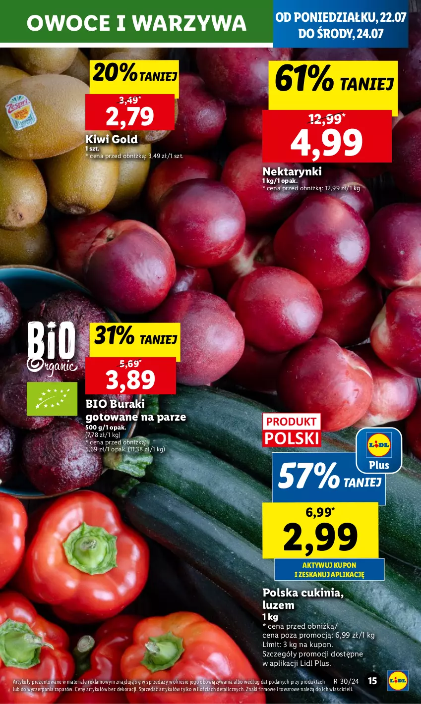 Gazetka promocyjna Lidl - GAZETKA - ważna 22.07 do 24.07.2024 - strona 17 - produkty: Buraki, Kiwi, Nektar, Owoce, Warzywa