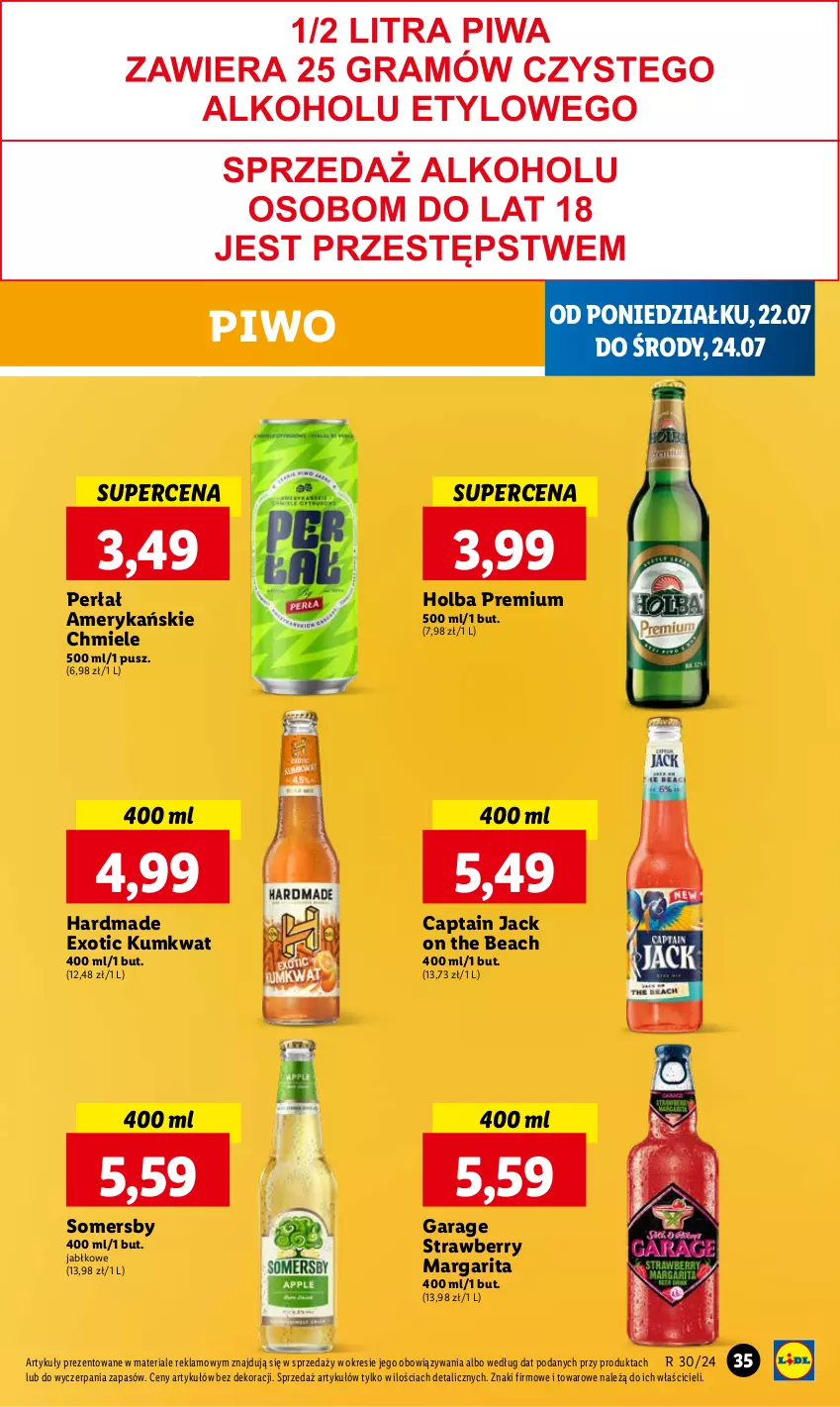 Gazetka promocyjna Lidl - GAZETKA - ważna 22.07 do 24.07.2024 - strona 39 - produkty: Captain Jack, Kumkwat, Perła, Piwo, Somersby