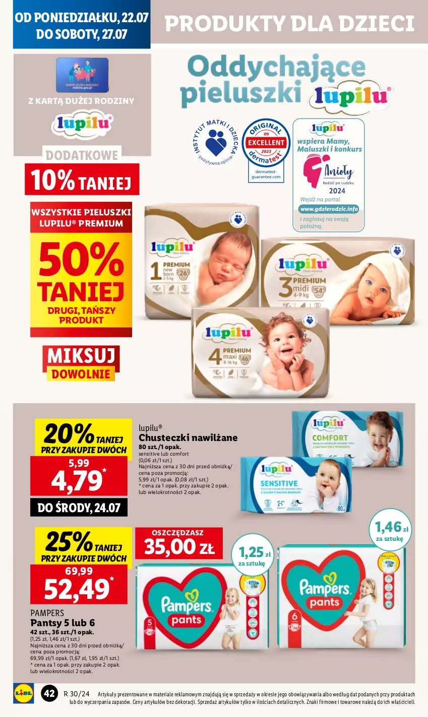 Gazetka promocyjna Lidl - GAZETKA - ważna 22.07 do 24.07.2024 - strona 48 - produkty: Chusteczki, Dzieci, Pampers