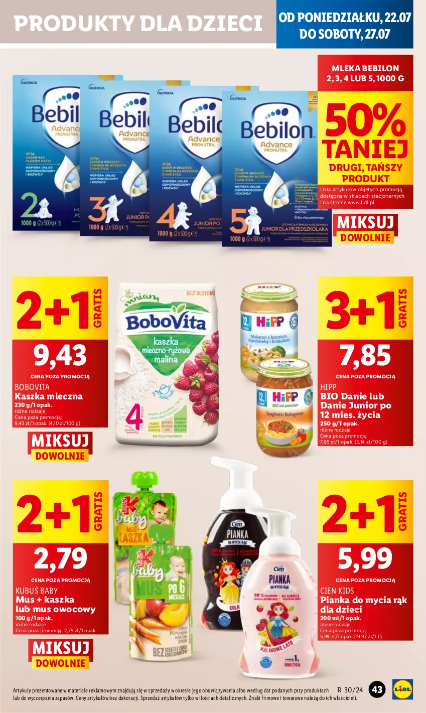 Gazetka promocyjna Lidl - GAZETKA - ważna 22.07 do 24.07.2024 - strona 49 - produkty: BEBILON, BoboVita, Dzieci, Gra, HiPP, Hipp Bio, Kubuś, Mus