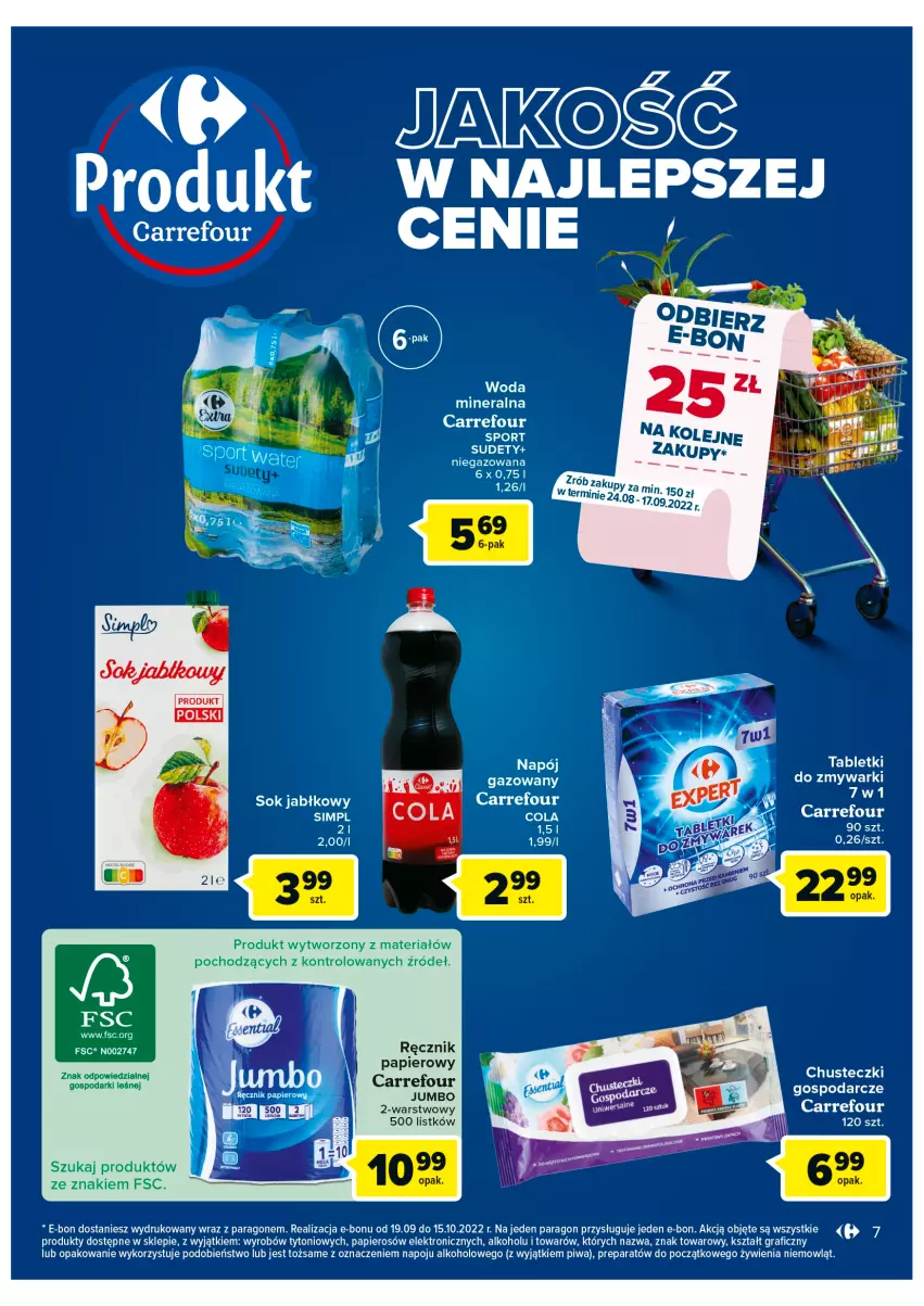 Gazetka promocyjna Carrefour - Gazetka Wielkie Otwarcie Carrefour Częstochowa - ważna 24.08 do 29.08.2022 - strona 7 - produkty: Chusteczki, Gra, Napój, Papier, Piwa, Ręcznik, Sok, Sok jabłkowy, Tablet, Woda