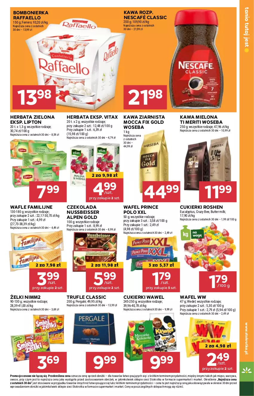 Gazetka promocyjna Stokrotka - Market Opole/Radom - ważna 03.01 do 08.01.2025 - strona 11 - produkty: Cukier, Cukierki, Czekolada, Fa, Herbata, Kawa, Kawa mielona, Kawa ziarnista, Lipton, Mięso, Mocca Fix Gold, Nescafé, Nimm2, Owoce, Prince Polo, Raffaello, Ser, Vitax, Wafle, Warzywa, Wawel, Woseba