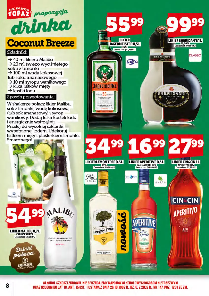 Gazetka promocyjna Topaz - Gazetka - ważna 01.03 do 31.03.2025 - strona 9 - produkty: Ananas, Inka, Kokos, Lanki, Likier, Malibu, Plasterki, Sok, Stek, Syrop