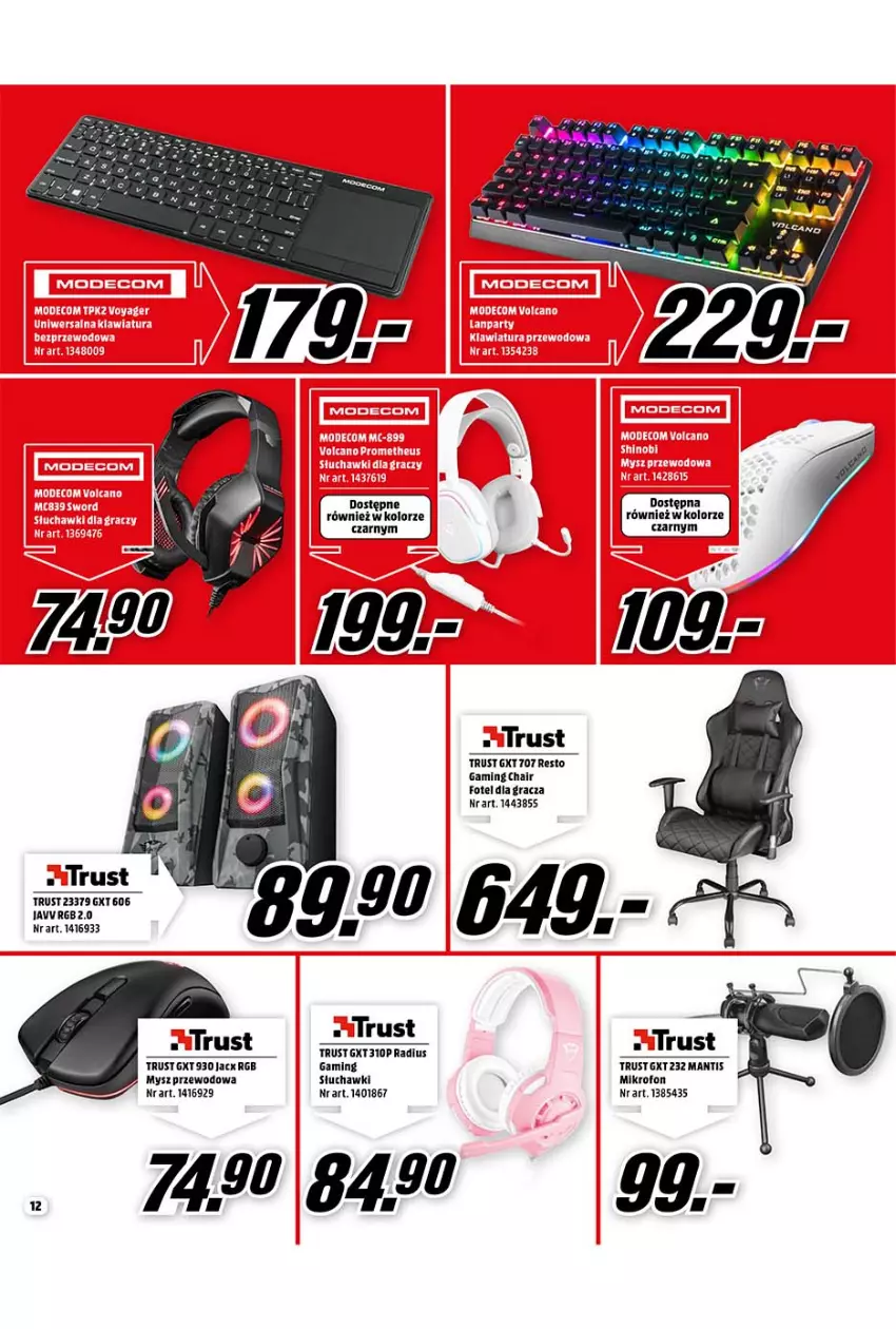 Gazetka promocyjna Media Markt - Gazetka Media Markt - ważna 01.10 do 31.10.2021 - strona 12 - produkty: Fa, Fotel, Gra, K2, Mikrofon, Mysz, Rust, Słuchawki