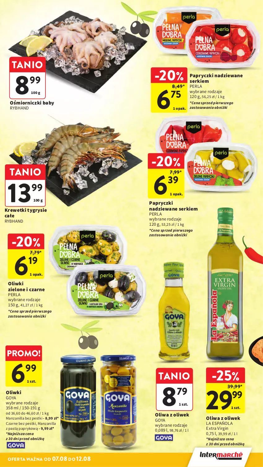 Gazetka promocyjna Intermarche - Gazetka promocyjna ważna - ważna 07.08 do 12.08.2025 - strona 19 - produkty: Gin, Gry, Krewetki, Oliwa, Oliwa z oliwek, Oliwki, Oliwki zielone, Papryczki nadziewane, Ser