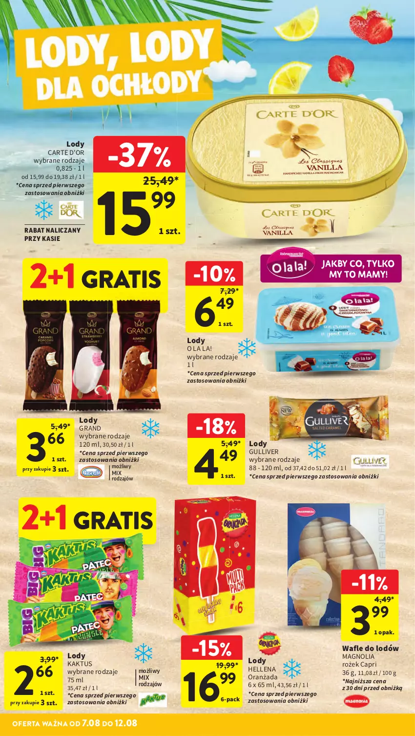 Gazetka promocyjna Intermarche - Gazetka promocyjna ważna - ważna 07.08 do 12.08.2025 - strona 22 - produkty: Carte d'Or, Gra, Hellena, Kaktus, Lody, Oranżada