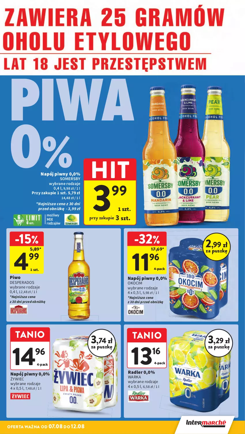 Gazetka promocyjna Intermarche - Gazetka promocyjna ważna - ważna 07.08 do 12.08.2025 - strona 29 - produkty: Desperados, Koc, Napój, Okocim, Piwa, Piwo, Radler, Somersby, Warka