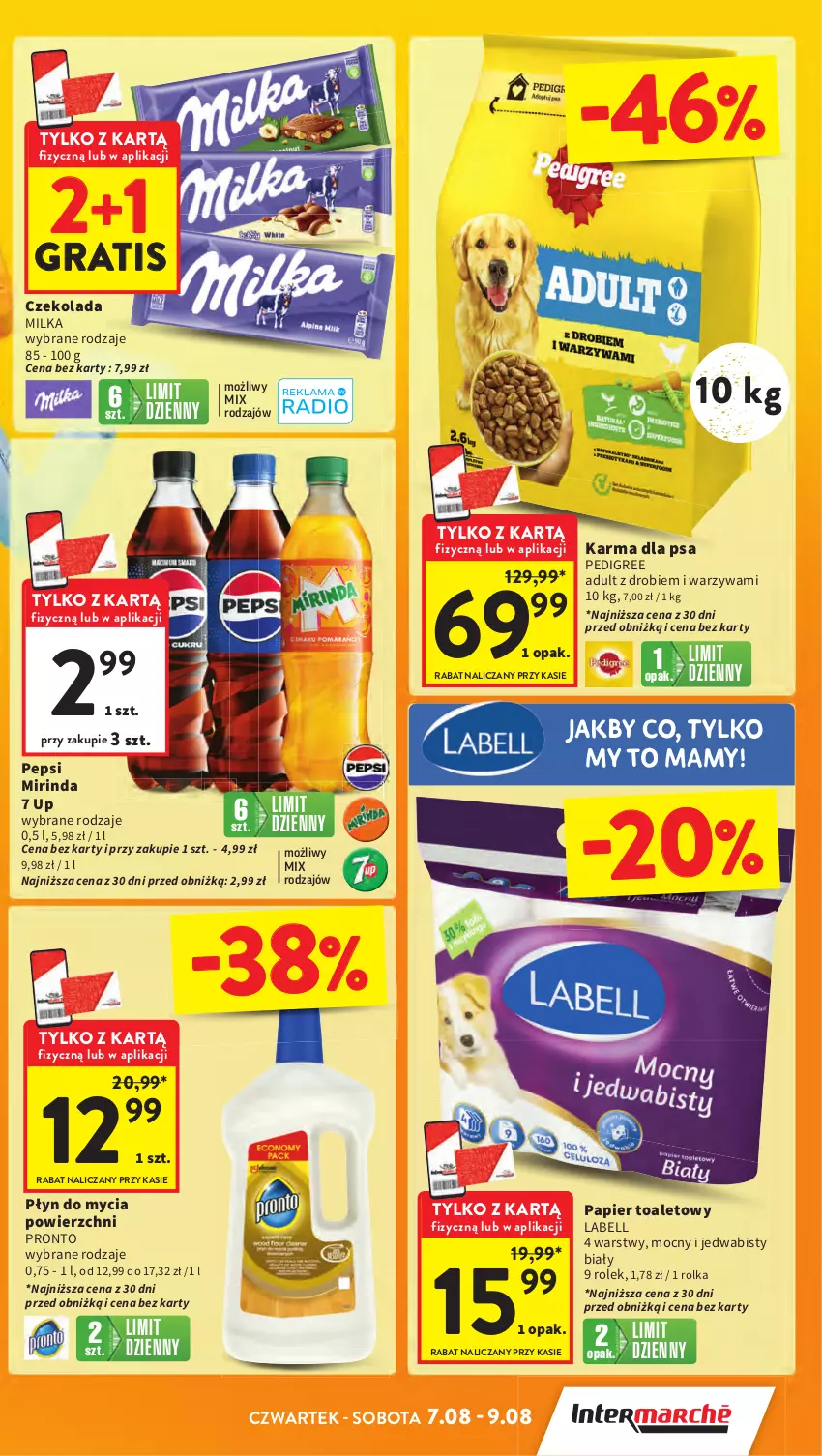 Gazetka promocyjna Intermarche - Gazetka promocyjna ważna - ważna 07.08 do 12.08.2025 - strona 3 - produkty: Bell, Czekolada, Gra, Milka, Mirinda, Papier, Papier toaletowy, Pedigree, Pepsi, Płyn do mycia, Pronto, Warzywa