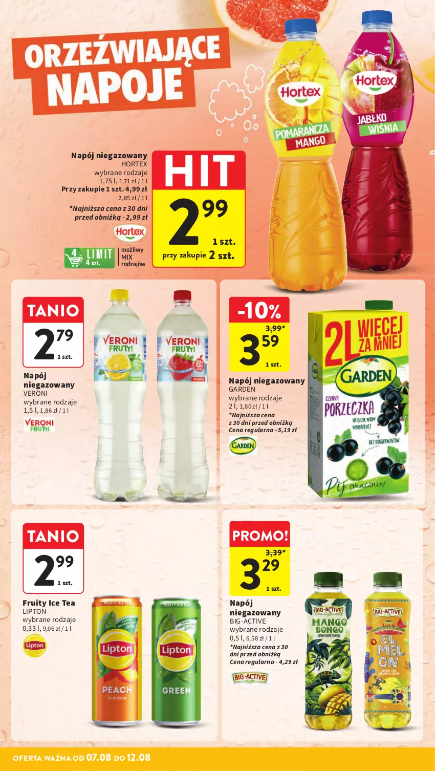Gazetka promocyjna Intermarche - Gazetka promocyjna ważna - ważna 07.08 do 12.08.2025 - strona 30 - produkty: Hortex, Ice tea, Lipton, Napój, Napój niegazowany