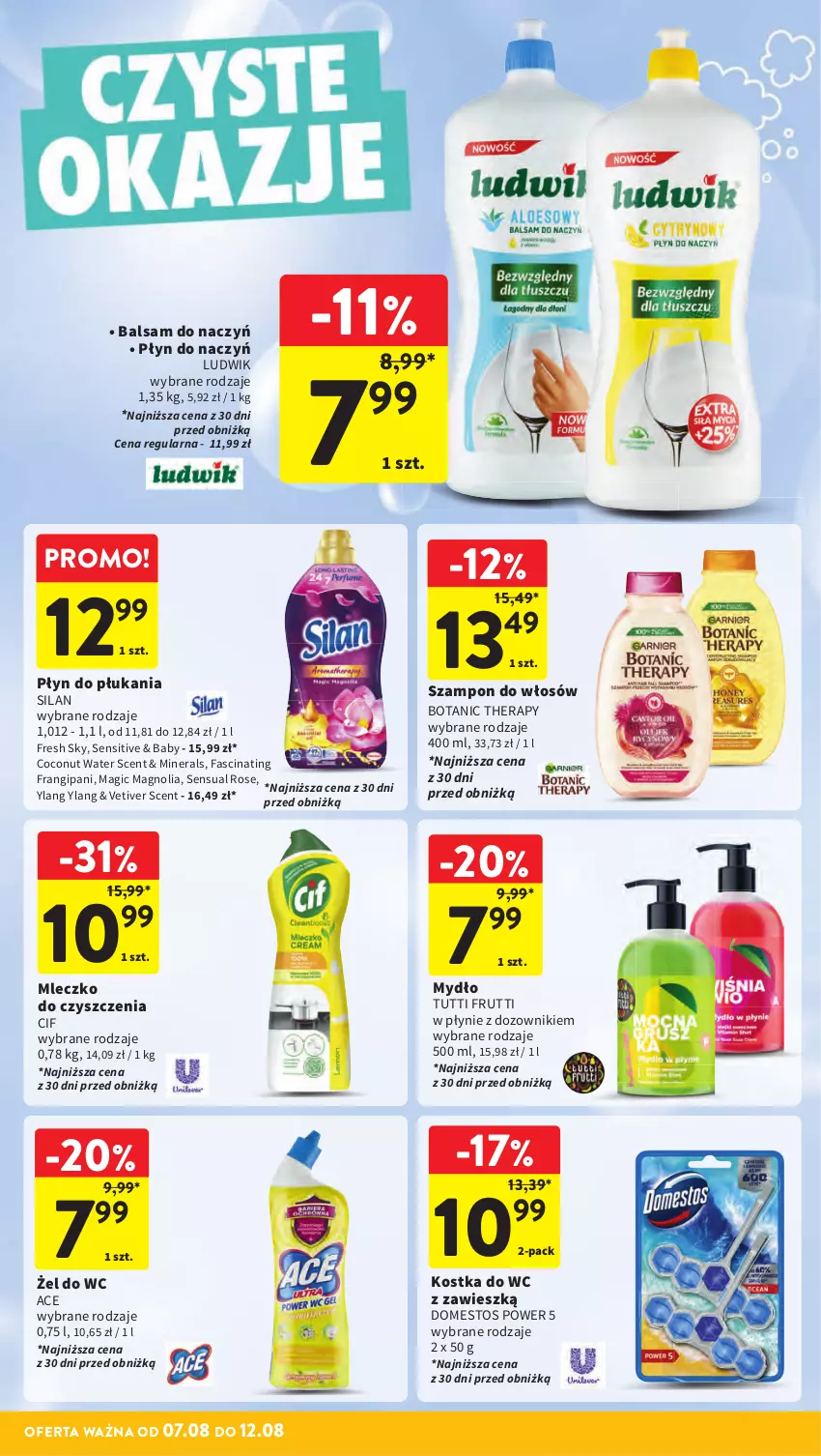 Gazetka promocyjna Intermarche - Gazetka promocyjna ważna - ważna 07.08 do 12.08.2025 - strona 34 - produkty: Cif, Domestos, Dozownik, Fa, Kostka do wc, Ludwik, Mleczko, Mydło, Płyn do płukania, Sensual, Silan, Szampon