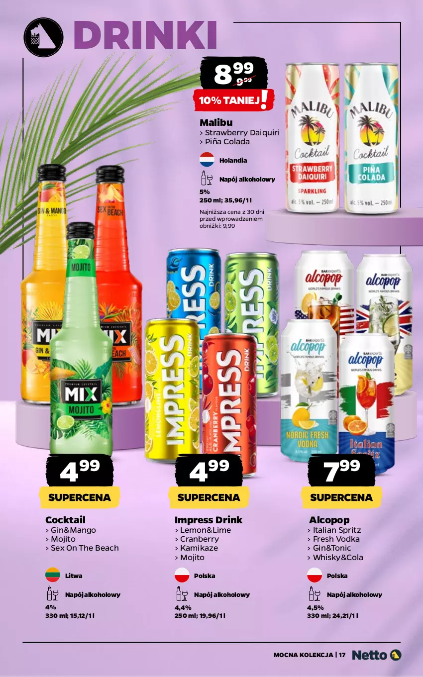 Gazetka promocyjna Netto - Netto_MK_07/25 - ważna 01.07 do 31.07.2025 - strona 17 - produkty: Gin, Malibu, Mango, Napój, Piña Colada, Whisky