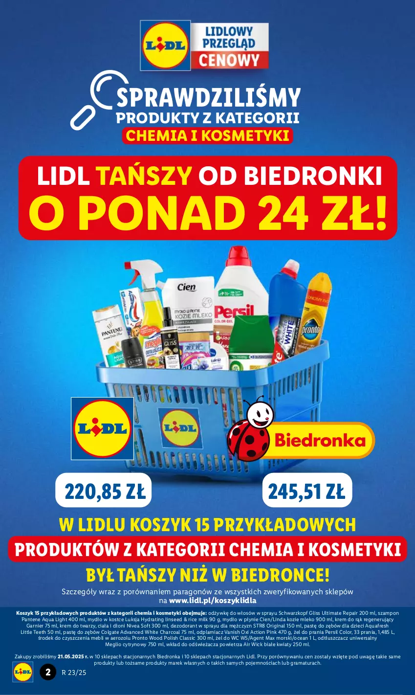 Gazetka promocyjna Lidl - GAZETKA - ważna 05.06 do 07.06.2025 - strona 2 - produkty: Air Wick, Aquafresh, Colgate, Dezodorant, Dzieci, Garnier, Gin, Gra, Kosz, Krem do rąk, Krem do twarzy, LG, Luksja, Mleko, Mydło, Mydło w płynie, Nivea, Odplamiacz, Odtłuszczacz, Pantene, Persil, Por, Pronto, Rama, Schwarzkopf, Str8, Szampon, Vanish