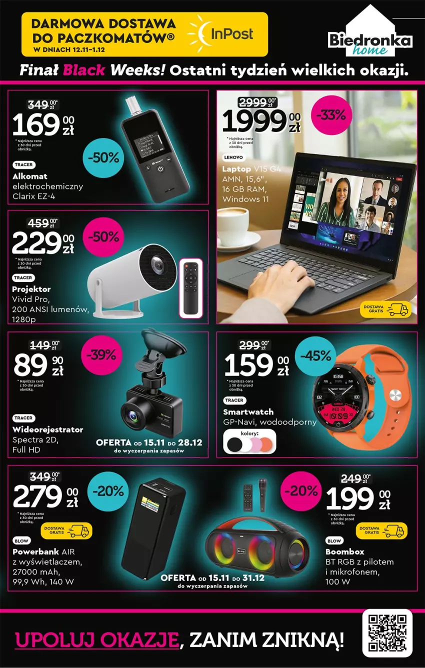 Gazetka promocyjna Biedronka - Home - ważna 22.11 do 29.11.2025 - strona 3 - produkty: Acer, Alkomat, Fa, Gra, Lenovo, Mikrofon, Powerbank, Smartwatch, Wideorejestrator