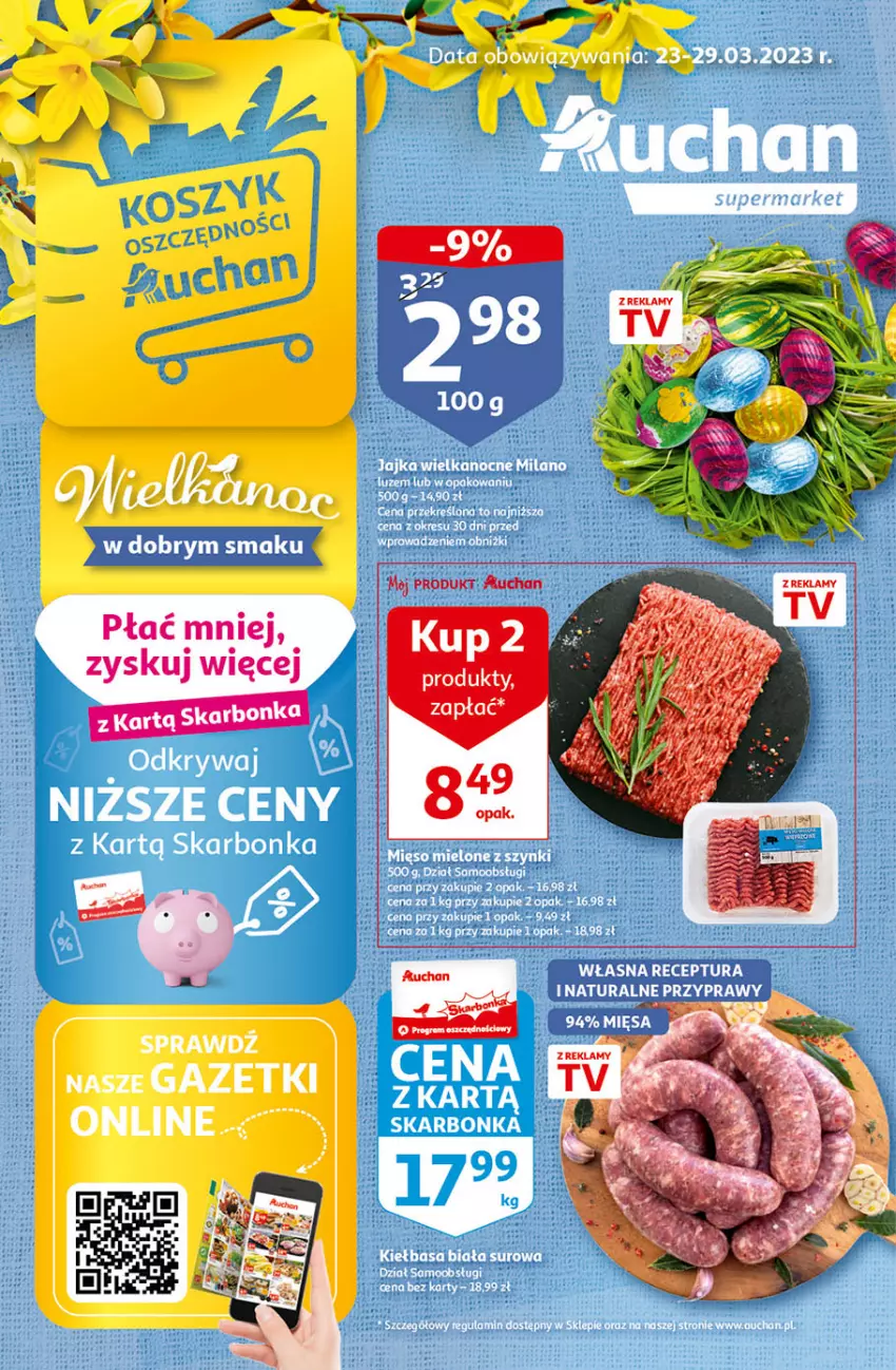 Gazetka promocyjna Auchan - Gazetka Wielkanoc w dobrym smaku Supermarket Auchan - ważna 23.03 do 29.03.2023 - strona 1 - produkty: AEG, Fa, Por, Ryż