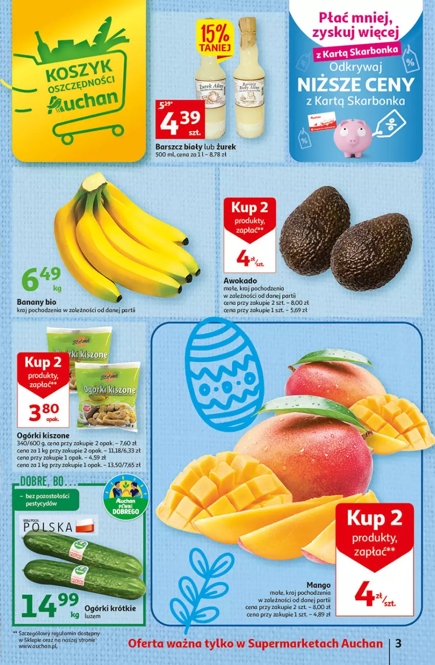 Gazetka promocyjna Auchan - Gazetka Wielkanoc w dobrym smaku Supermarket Auchan - ważna 23.03 do 29.03.2023 - strona 3 - produkty: Banany, Fa, Mango, Ser