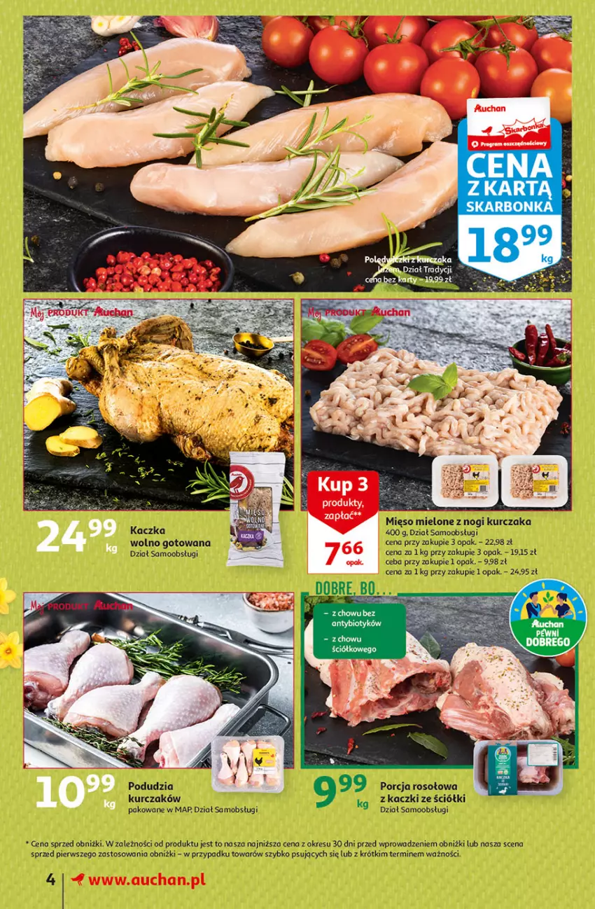 Gazetka promocyjna Auchan - Gazetka Wielkanoc w dobrym smaku Supermarket Auchan - ważna 23.03 do 29.03.2023 - strona 4 - produkty: Kaczka, Kurczak, O nas, Por