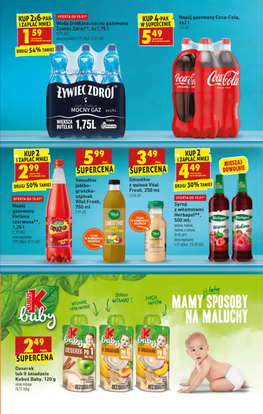 Gazetka promocyjna Biedronka - W tym tygodniu - ważna 13.01 do 19.01.2022 - strona 57 - produkty: Coca-Cola, Deser, Hellena, Herbapol, Kubuś, LANA, Napój, Napój gazowany, Quinoa, Ser, Serek, Smoothie, Woda