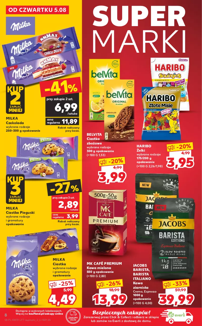 Gazetka promocyjna Kaufland - OFERTA TYGODNIA - ważna 05.08 do 11.08.2021 - strona 8 - produkty: BelVita, Ciastka, Czekolada, Gra, Haribo, Jacobs, Kawa, Kawa mielona, Kawa ziarnista, Milka, Piec, Rama, Vita C