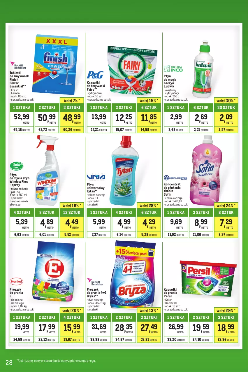 Gazetka promocyjna Makro - Kupujesz więcej płacisz mniej - ważna 01.07 do 31.07.2023 - strona 28 - produkty: Bryza, Do mycia naczyń, Fa, Fairy, Finish, Kapsułki do prania, Ludwik, Persil, Płyn do mycia, Płyn do mycia naczyń, Proszek do prania, Tablet, Tytan, Zmywarki