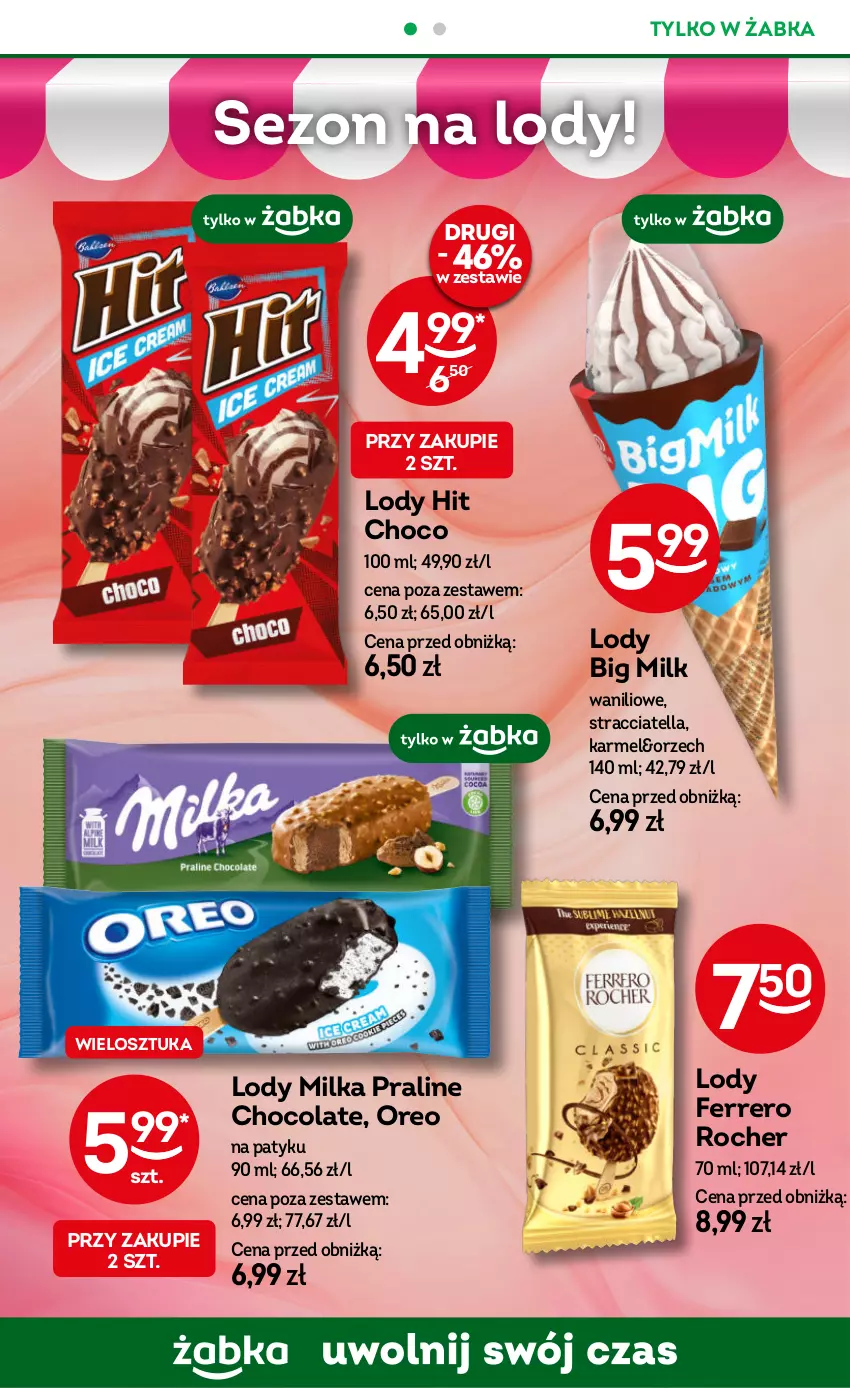 Gazetka promocyjna Żabka - ważna 27.06 do 30.09.2024 - strona 46 - produkty: Big Milk, Ferrero, Ferrero Rocher, Lody, Milka, Oreo