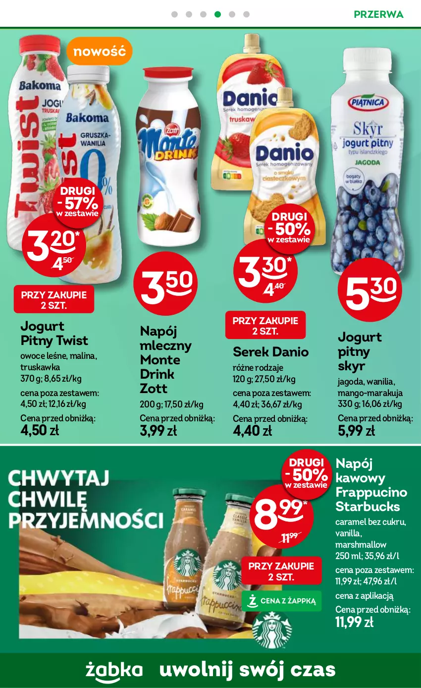 Gazetka promocyjna Żabka - ważna 27.06 do 30.09.2024 - strona 63 - produkty: Danio, Jogurt, Jogurt pitny, Mango, Mars, Monte, Napój, Napój mleczny, Owoce, Ser, Serek, Zott